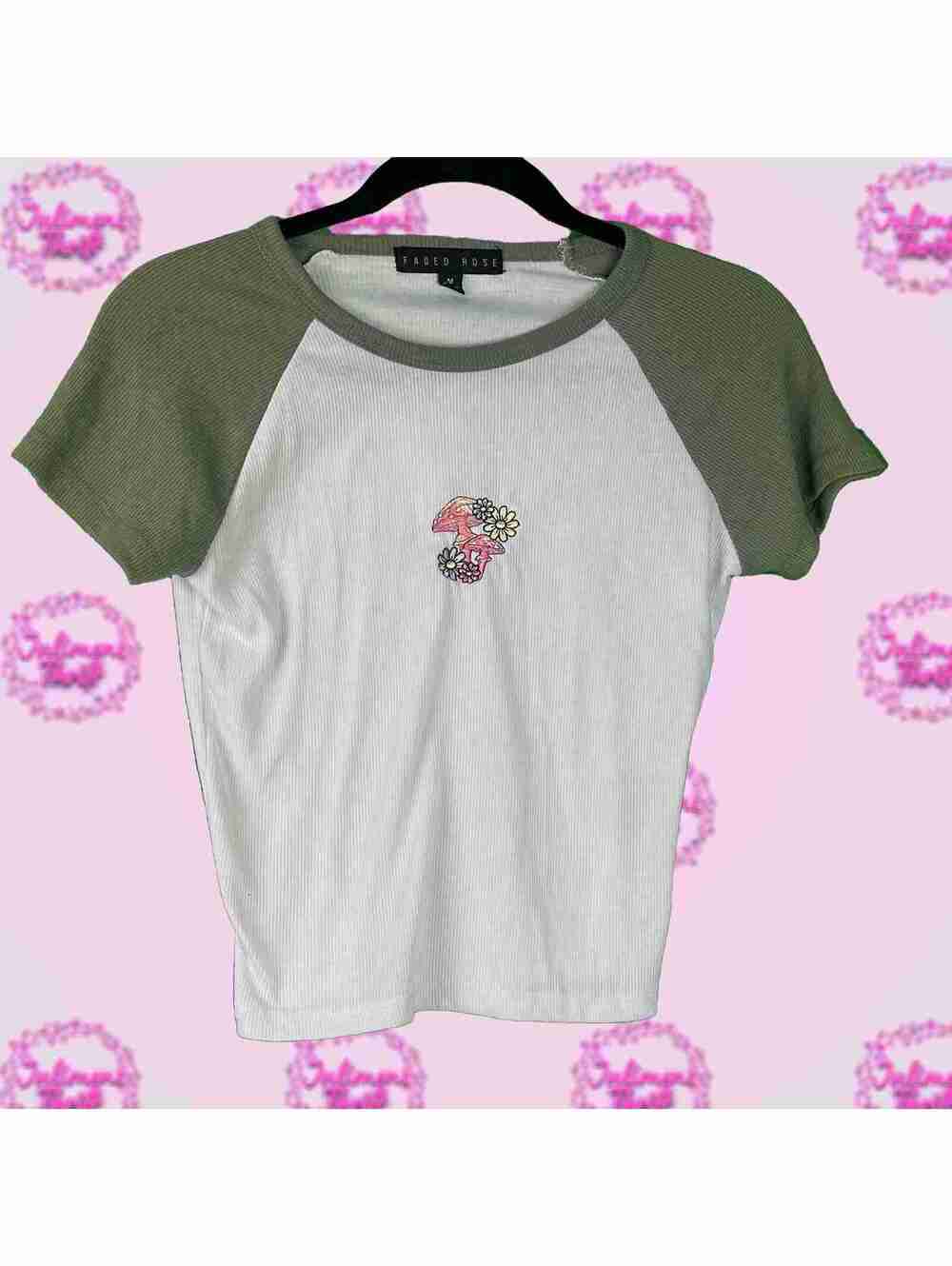 Faded Rose Mushroom Crop Top